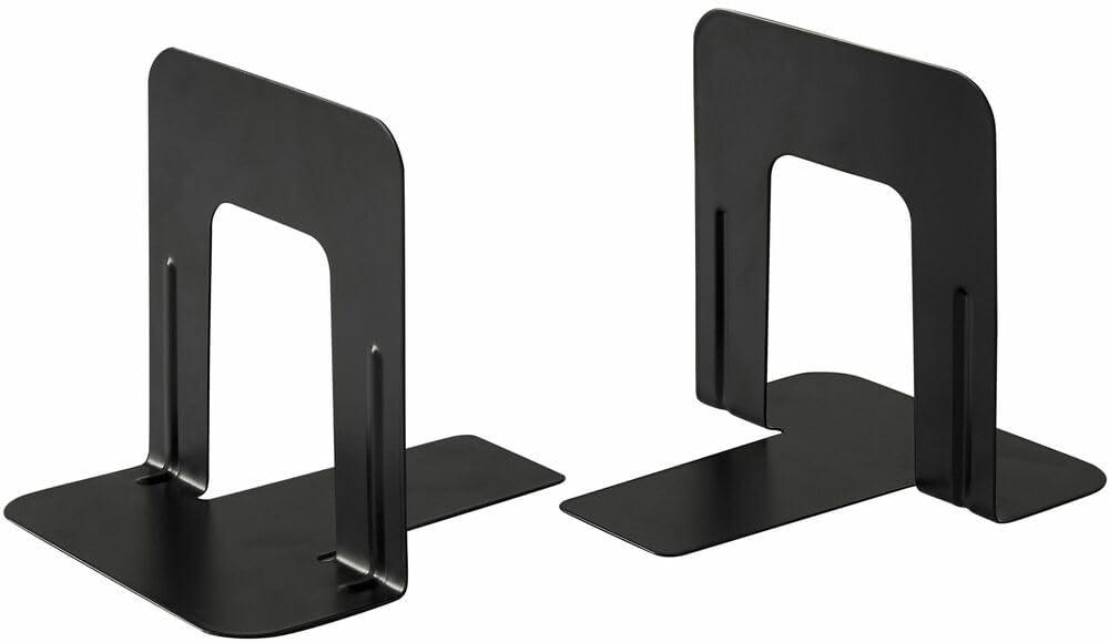 Business Source Heavy-Gauge Steel Bookends - 5.3" Height x 5" Width x 4.8" Depth - Black - 6/Box