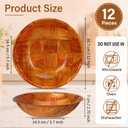 Didaey 6 Pcs Wooden Salad Bowl Set, 12 Inch Round Wood Serving Bowls, 12" Diameter x 2.75" Height, Wooden Woven Salad Bowls for Fruits, Vegetables, Snacks, Kitchen & Dining