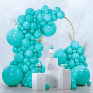 PartyWoo Teal Balloons 120pcs Different Sizes Pack of 18 12 10 5 Inch Turquoise Dark Teal Balloon Arch Kit for Baby Shower Gender Reveal Graduation Mermaid Birthday Pool Party Decorations Blue-Y69