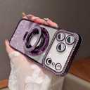 LXK Magnetic Stand for iPhone 17 Pro Case, [Compatible with Magsafe][Built-in Camera Lens Protector] Glitter Bling Card & Soft TPU Diamonds Bumper Protection Cover for Women Girls 6.3" Purple