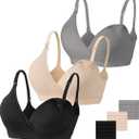 Vinfact 3 Pack Nursing Bras for Breastfeeding Seamless V Neck Maternity Bra Women Pregnancy Breastfeeding Bra M