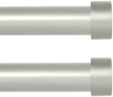 VOIIY 2 Pack Curtain Rods for Windows 18 to 45 Inch(1.5-3.75 Feet),Silver 1'' Diameter Drapery Rods with End Cap Style Design,Modern Adjustable Heavy Duty Curtain Rod,Size:18''-45''