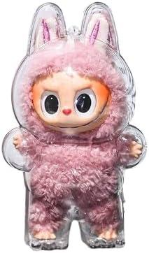 Clear Protective Display Case Compatible with Labubu Monsters, 2-Pack with Nylon Rope Buckle and Hard Box (2, Standing)