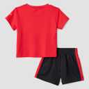 Nike Baby Dri-FIT Swoosh Logo T-Shirt and Mesh Shorts 2-Piece Outfit Set (Red), 18M