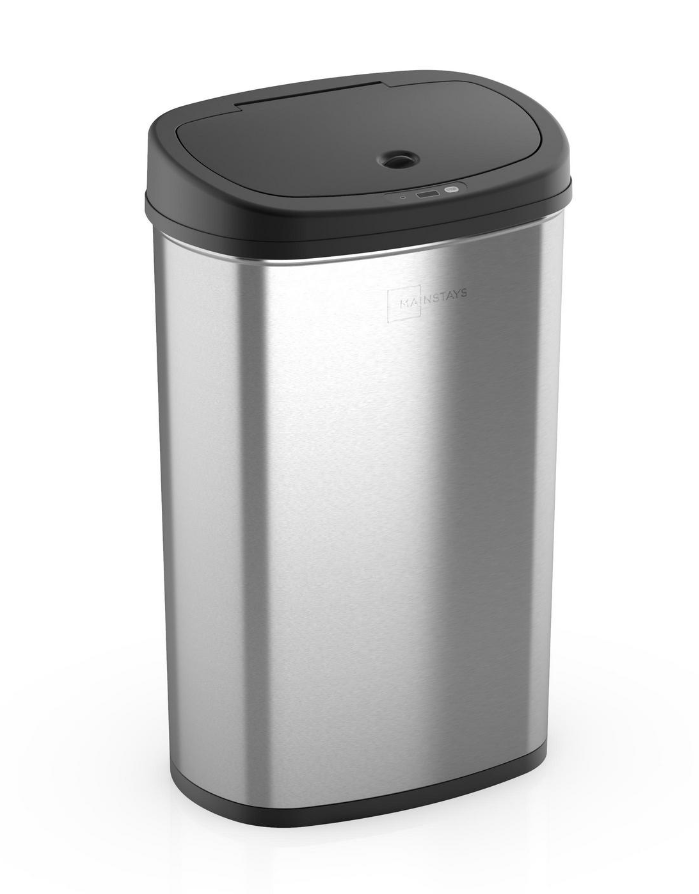 Mainstays 13.2 gal /50 L Motion Sensor Kitchen Garbage Can, Stainless Steel
