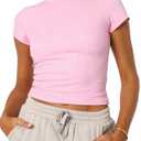 Beumissy Women's Casual Crewneck T-Shirts Basic Tees Short Sleeve Y2K Summer Tops(Grey,X-Large)
