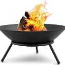 Cuisiland Outdoor Fire Pit, 22 Inch Heavy-Duty Steel Fire Bowl with Stand, Wood Burning Firepit for Patio, Backyard, Garden, Camping, Bonfire, Weather-Resistant & Portable Design