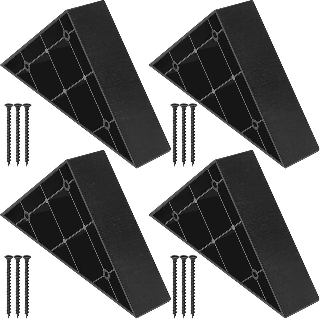 Couch Legs Replacement Plastic Triangle Corner Sofa Black Couch Legs with Screws Chair Sofa Feet Replacement Furniture(4 Sets)
