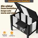 Weatherproof Outdoor Cat House, Feral Cat Shelter, 100% Insulated Foam, Solid Wood, Large Size for Multiple Cats, 24.8" L x 16.1" W x 18.9" H