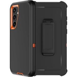 RubCase for Samsung Galaxy S24 Plus Case with Belt Clip Holster,2X Screen Protector,Heavy Duty Military Grade Full Body Shockproof Dust-Proof Rugged Protective Cover for Samsung S24 Plus 5G (Orange)
