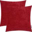 HWY 50 Red Throw Pillows Covers 16x16 Inch for Couch Sofa Living Room Bed Bedroom, Chenille Soft Comfy Solid Decorative Square Throw Pillow Cases Set Cushion Cover Pack of 2