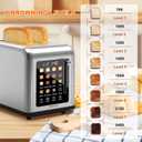 2 Slice Toaster Touch Screen, Stainless Steel Toasters Digital Timer 2 Slot Toasters, 8 Shade Settings 6 Bread Types for Bagel, Cancel, DefrostStainless Steel