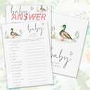 Hilarious Mallard Duck Baby Shower Games, Baby Gender Reveal Party Games, Double-Sided Prediction and Advice Card, Modern Minimal Party Supplies-B04