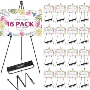 ESRICH 63" Display Easel Stand for Wedding Sign, Portable Foldable Metal Easel, Lightweight Metal Easels for Signs Wedding Logos,Arts, Painting, Adjustable Floor Easels with Storage Bag (16Pack)