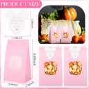 Teenyyou 36 Sets Little Pumpkin Baby Shower Favors 36 Pcs Thanks for Poppin' by to Celebrate Paper Popcorn Bags for Party with 36 Clothes Popcorn Stickers Engaged Container Baby Shower Bags(Pink)