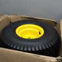 (2-Pack) 20x8.00-8 Rear Tire and Wheel Assemblies - 4 Ply Tubeless Tire Compatible Replacement for Riding Lawn Mowers - 3/4" Borehole, 3.5" Offset Hub and 3/16" Keyway (20 x 8.00-8" Tubeless (Offset Hub), Yellow)
