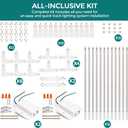 H Track Lighting Rails Kit - iCreating 40ft White Track Lighting Tracks 3 Wire with Floating Canopy Connector, L Connector, I and T Connectors for Single Circuit H Type LED Tracks Light Heads Fixtures