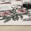 Rugcomf Runners for Kitchen Runner Rug Non Slip 2'x10' Long Washable Rugs with Rubber Backing Soft Floral Butterfly Carpet Runner for Kitchen Laundry Bedroom Bathroom, Beige