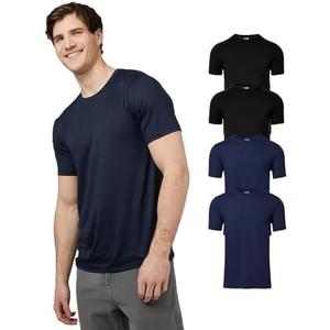32 Degrees Mens 4 Pack Cool Crewneck T-Shirt | Anti-Odor | Quick Drying | 4-Way Stretch Size L