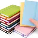 Dynta Pocket Notebook Journals, 12 Packs Small Notebook 3.5" x 5.5", 120 Pages/60 Sheets, 12 Colors, Mini Cute Leather Hardcover Journal bulk, College Ruled Note Pads for Office, Traveling