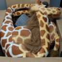 Giant Stuffed Giraffe Animal Set, 47 Inch Large Giraffe Plush Toy for Kids with Bird & Basket & Leaves & Card, Toddler Lifelike Standing Toys Stuffed Animal Gift for Girls Boys