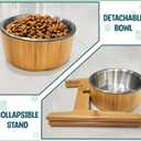Elevated Dog Bowls for Large Breed - (15-Inch High) Raised Food/Water Bowl with Stand - Bamboo-Steel, Dry/Wet Food Suitable