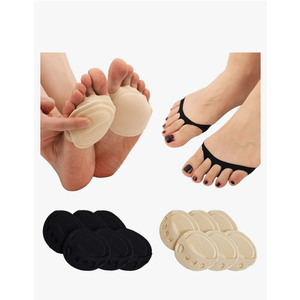Flammi 6 Pairs Ball of Foot Cushion Socks,Women's Toe Cover with Padding Toe Topper Liner Socks Non-Skid Bottom