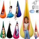 HiCamer Sensory Swing for Kids Indoor and Outdoor Pod Hammock Chair Seat Upgrade Max 300 lbs Hanging Swing with Inflatable Cushion Includes Hardware Hanger Kit for Aspergers Autism ADHD (lemon)