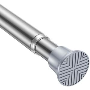 AIZESI Silver Tension Curtain Rod 18-36 inch, 1Pcs Adjustable, Stainless Steel, No Drilling, Non-Slip, Wide Use, Easy Installation