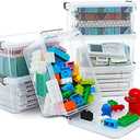 Citylife 6 Packs Small Storage Bins with Lids 3.2 QT Plastic Storage Containers for Organizing Stackable Clear Storage Boxes