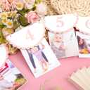 Pink Monthly Milestone Photo Banner - Baby Girl First Year Photo Banner, Pink 1st Birthday Party Decoration for Girl, Newborn to 12 Months Photo Garland, Girl Birthday Cake Smash Photo Props Backdrop