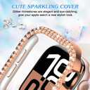 2 Pack Bling Watch Case Compatible for Apple Watch Series 10 46mm, Glitter Double Diamonds & Hard PC Anti-Scratch Protective Case for iWatch S10 46mm Accessories Women Men- Starlight+Rosegold