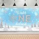 Winter Onederland Backdrop 1st Birthday Party Background Winter 1st Birthday Banner First Birthday Photography for Newborn Baby Girl's First Birthday Party Decoration 6.06 x 3.60 ft (Blue)