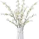 4Pcs Artificial Cherry Blossom Flowers 43 Inch Long Stem Cherry Blossom Decor Fake Flower for Home Wedding Outdoor Decoration (White)