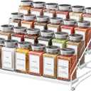 Tiered Spice Rack, 4 Tier Spice Shelf Organizer for Cabinet, Spice Rack Organizer, Depth Adjustable Seasoning Rack Organizer for Cabinet, Countertop, Pantry, Metal, White (1 Pack)