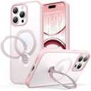 Peerock for iPhone 16 Pro Case: with 360° Spin Magnetic Stand, Camera Control Button, Fit for MagSafe, Military Drop Protection, Protective Slim Phone Cover for 16Pro with Ring Kickstand, 6.3", Pink