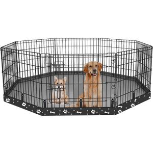 Dog Playpen Bottom Pad Fits for 24 Inch 8 Panels Regular Octagon Metal Exercise Pet Playpen, Dog Crate Pad Puppy Playpen Pad. (Note: Playpen Not Included) -Black