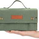 Travel Spice Kit, Portable Spice Bag with 10 Spice Jars, Canvas Seasoning Storage Bag Organizer, Seasoning Bottle Holder with Mini Condiment Bottle, Condiment Container Set for Camping BBQ(Green)