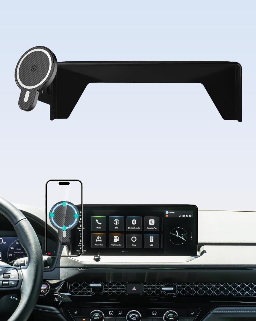 PZK Car Phone Mount for 2023-2025 2026 Honda Accord Hybrid Sport /-L/EX-L/Touring/Prime (Only for 12.3-Inch Screen) Magnetic 15W Fast Wireless Charger Car Phone Holder (Not Fit for LX/EX/SE Series)