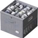 FHSQX Shoe Organizer for Closet, Fits 12 Pair, Shoe Storage Bins with Clear Cover & Adjustable Dividers for Shoes, Shoe Box Storage for Handbags, Blankets, Linen, Clothing (Grey, (16.5 * 16.5 * 13) x1)