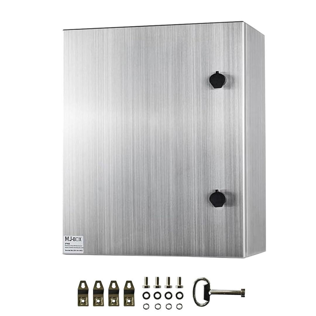 MJ-Box Steel Electrical Enclosure Box 24 x 20 x 10'' 304 Stainless Steel Electrical Enclosure IP66 Waterproof & Dustproof Outdoor/Indoor NEMA 4X Stainless Steel Enclosure