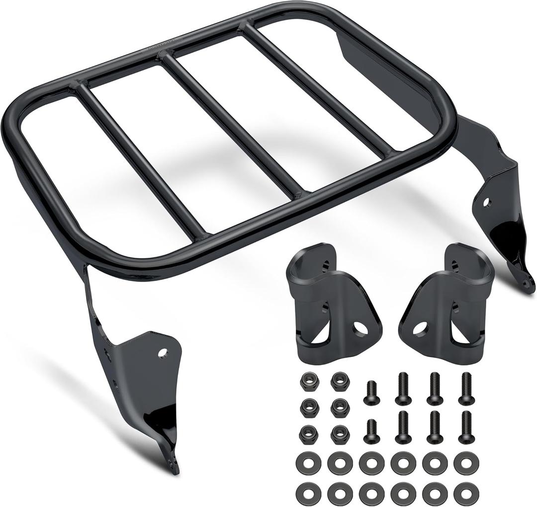MoKitDora Luggage Rack for Harley Sissy Bar Uprights Compatible with 2018-later Softail Deluxe FLDE, Heritage Classic FLHC FLHCS, Slim FLSL, Street Bob FXBB, FXBBS and FXST, Gloss Black