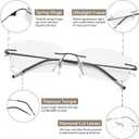 Photochromic Progressive Multifocal Reading Glasses Men Women Rimless Multifocus Readers Diamond Cut Blue Light Blocker No Line Spring Hinge Titanium Eyeglasses Transition Sunglasses With Readers 2.5