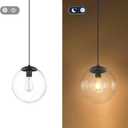 KoKo&Yukina 6-inch mini Modern Globe Pendant Light Clear Glass with Black Finish Contemporary Mid Century Adjustable Hanging Light Fixture for Living Room Bedroom Kitchen Island (Bulb Incl.)
