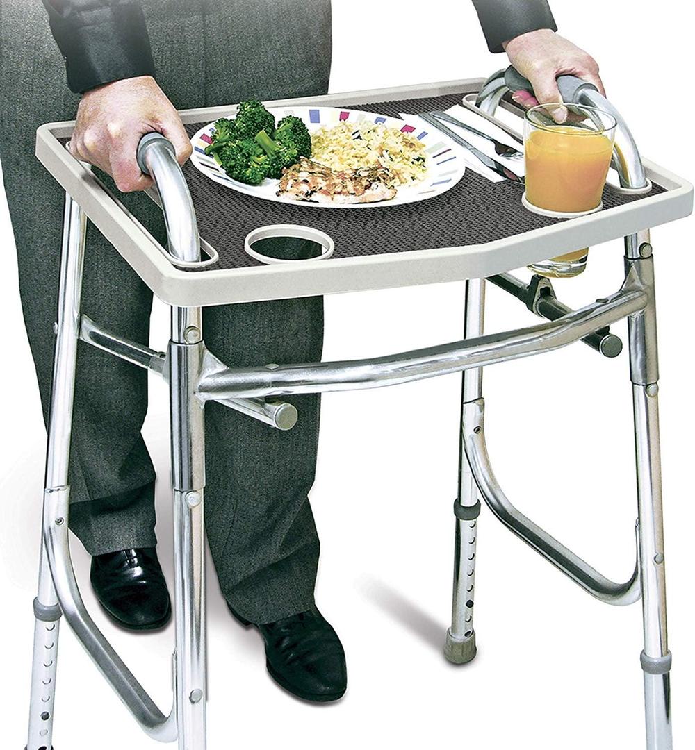 Walker Tray with Non-Slip Grip Mat