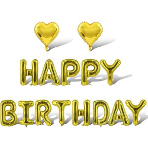 3 x Gold Happy Birthday Balloons Banner Foil Balloons Letters Anniversary Balloon for Gold Themed Party Decoration Supplies New Year Birthday Decoration Decor Ballons Arch Kits Party Balloon Set 15pcs