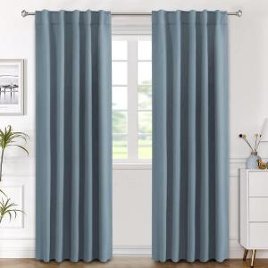 H.VERSAILTEX Blackout Curtains Thermal Insulated Window Treatment Panels Room Darkening Blackout Drapes for Living Room Back Tab/Rod Pocket Bedroom Draperies (2 Panels, Stone Blue, 42 x 84 Inch)