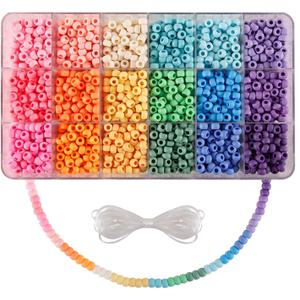 2600+pcs Pony Beads Kit, 18 Color Rainbow Kandi Beads Set, Multicolor Matte Plastic Jewelry Making Kit for DIY Craft Friendship Bracelet Necklace Key Chain