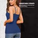 ATTRACO Women's Cotton Camisole Shelf Bra Spaghetti Straps Tank Top (Black/Blue, XL)