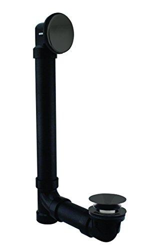 Westbrass 493144H-62 12" & 4" Bath Waste & Overflow Assembly with Tip-Toe Drain Plug and Illusionary Faceplate-SCH. 40 ABS Pipe, 1-Pack, Matte Black